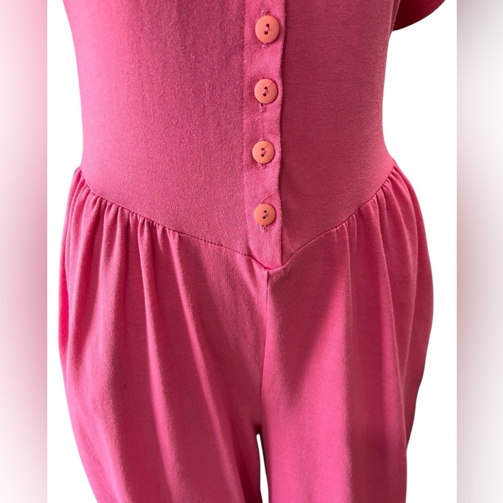 Barbiecore Appel hot Pink One Piece cotton vintage Jumpsuit Size M - Picture 8 of 12